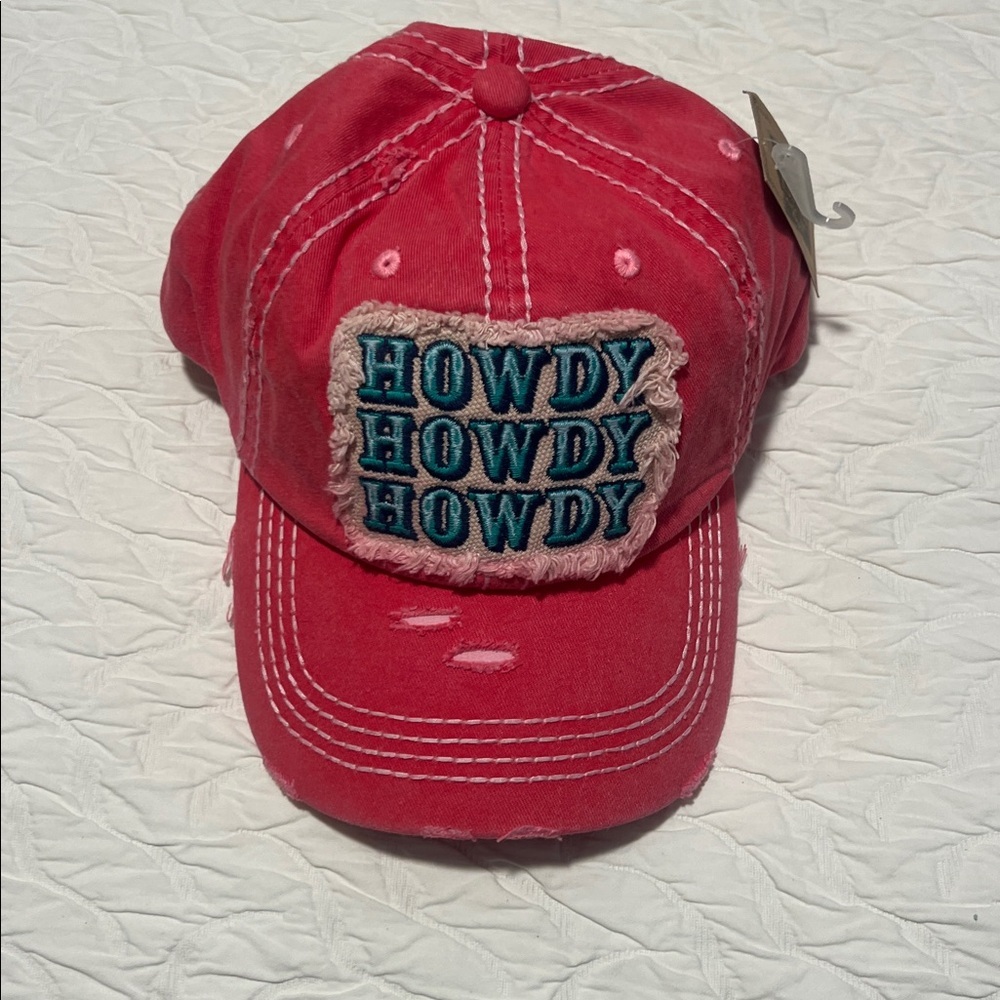 New with tags Pink 'Howdy' Distressed Cap